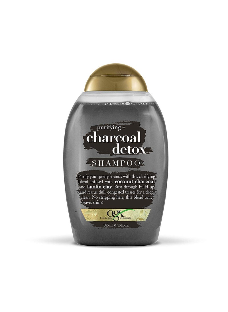 OGX Purifying + Charcoal Detox Shampoo for Buildup Removal and Light Nourishment, No Sulfates, 13 fl oz