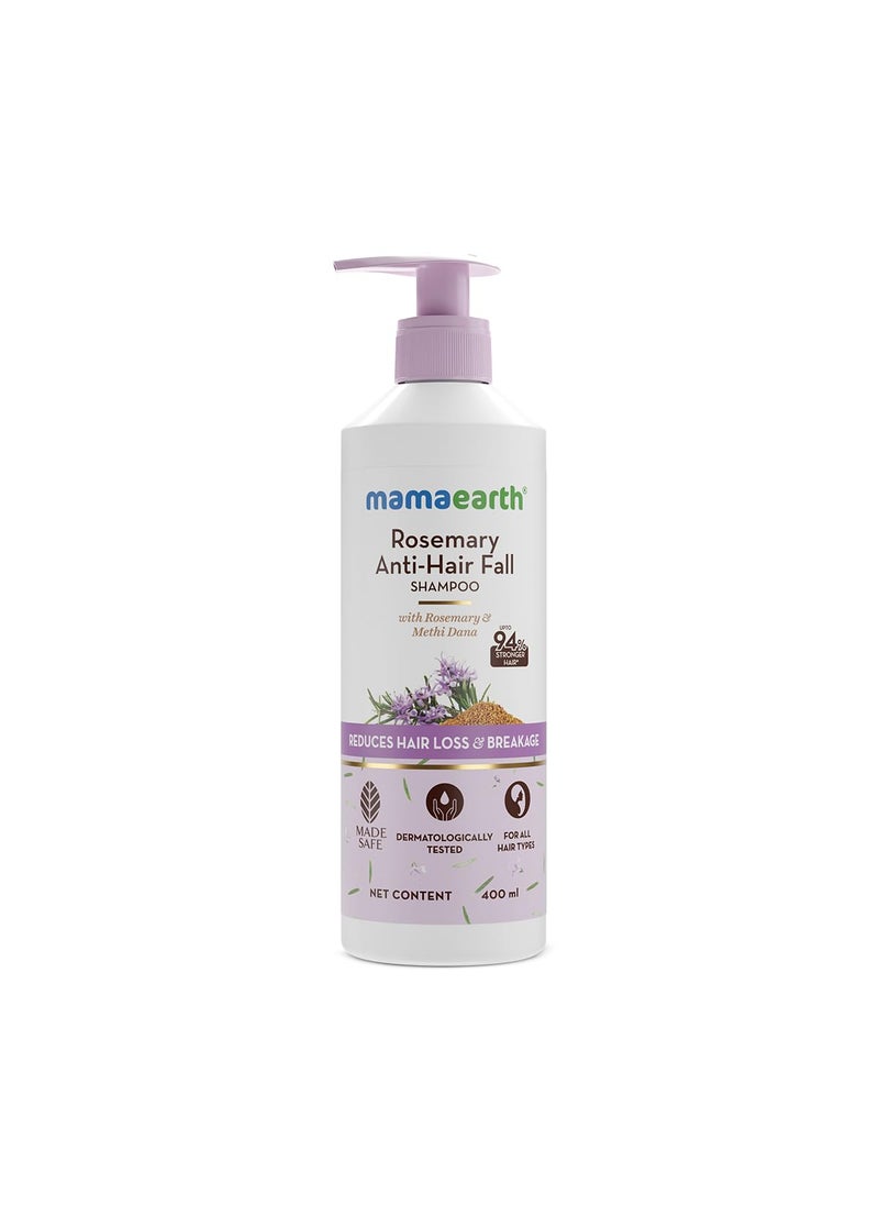 MAMAEARTH Rosemary Anti-Hair Fall Shampoo with Methi Dana | Controls Hair Loss & Breakage | Build Up Clarifying & Hydrating Formula | 13.52 Fl Oz/400ml
