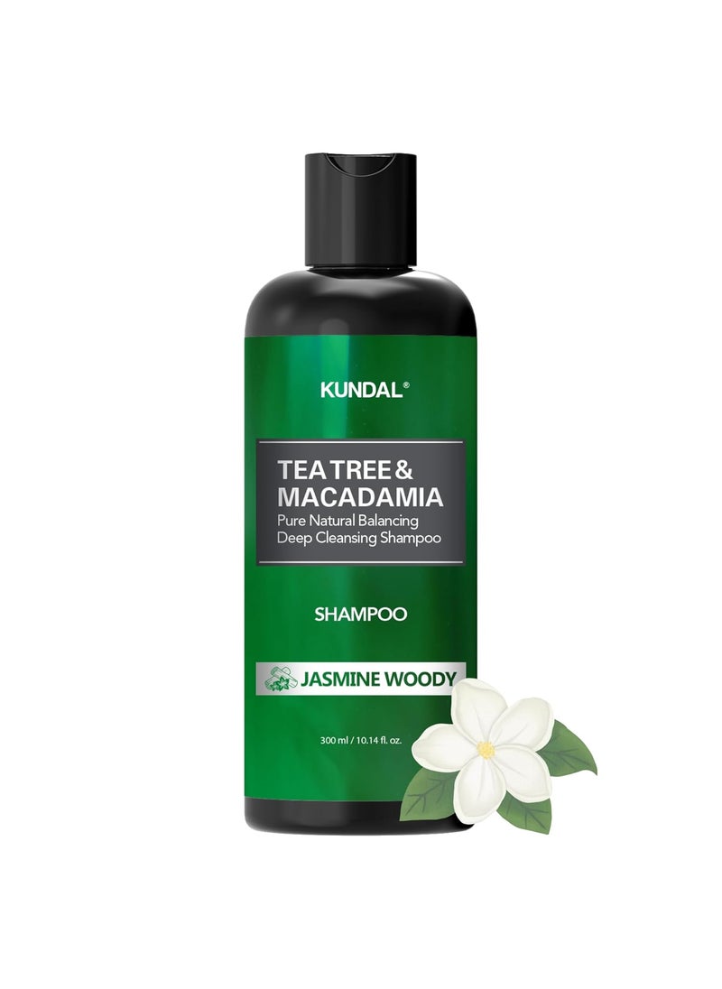 Kundal Tea Tree & Macadamia Deep Cleansing Shampoo [Jasmine Woody] - Korean Hair Care, Scalp Care, Tea Tree extract, For All hair Types 10.14fl oz (pack of 1)