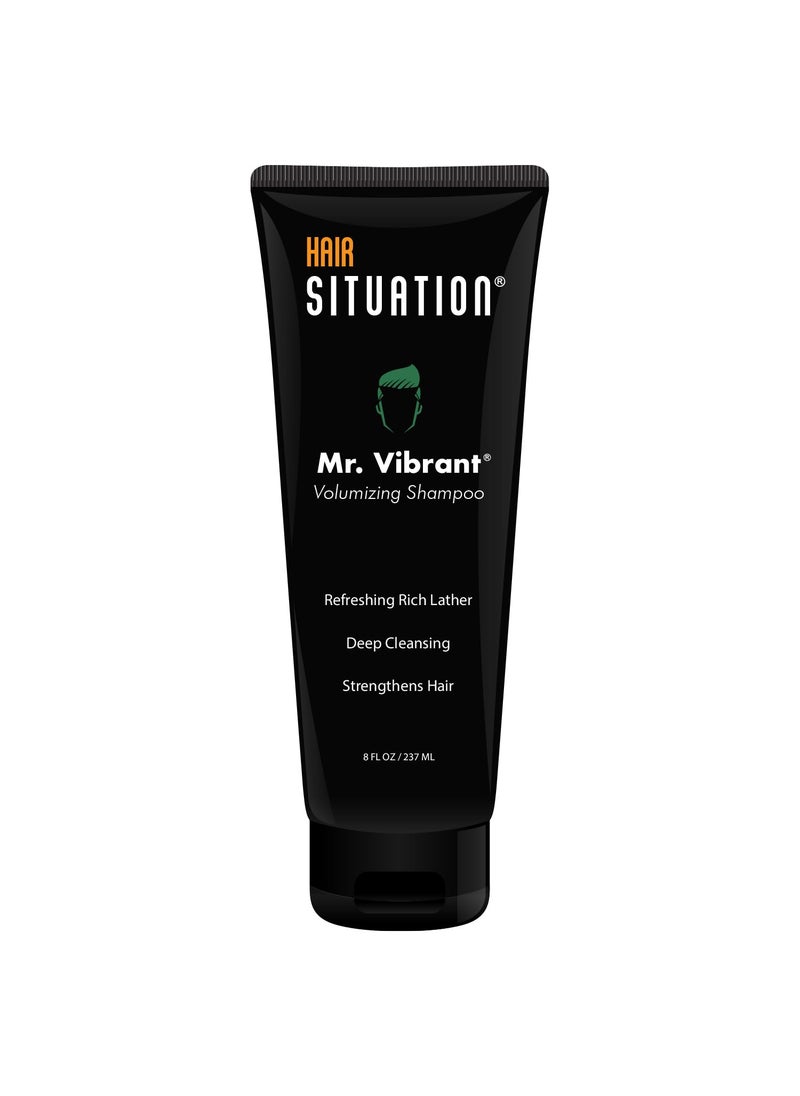 Hair Situation Mr. Vibrant Volumizing Daily Men's Shampoo for Fuller, Stronger, and Thicker-Looking Hair, Fighting Hair Loss, Thin and Receding Hair Line with Biotin and DHT Blocker Treatment 8 FL Oz