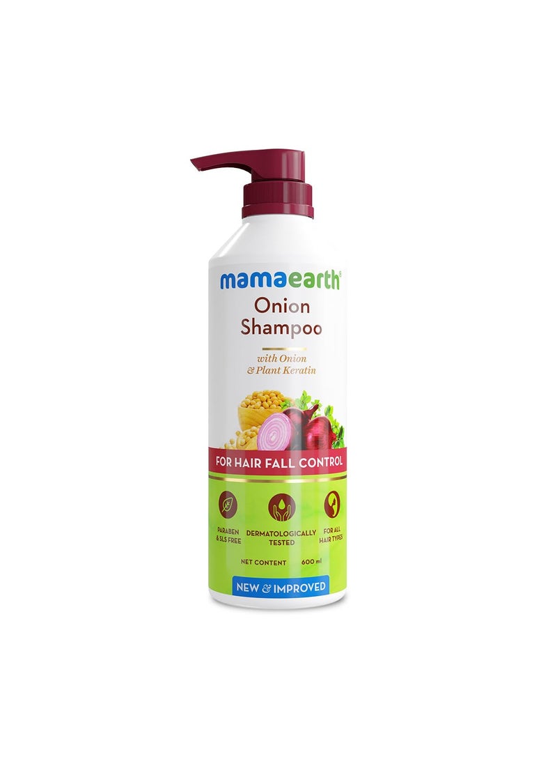 MAMAEARTH Onion Shampoo for Hair Growth & Loss Control | Moisturizing Gentle Scalp Cleanser with Plant Keratin | Sulfate & Paraben Free | 20.29 Fl Oz (600ml)