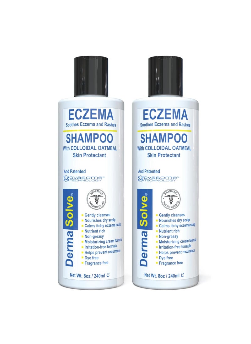 Dermasolve Eczema Relief Shampoo - Flare Control Scalp & Dandruff Free Therapy That Protects, Moisturizes, and Repairs Skin for Kids & Adults - Steroid Free (2-Pack)