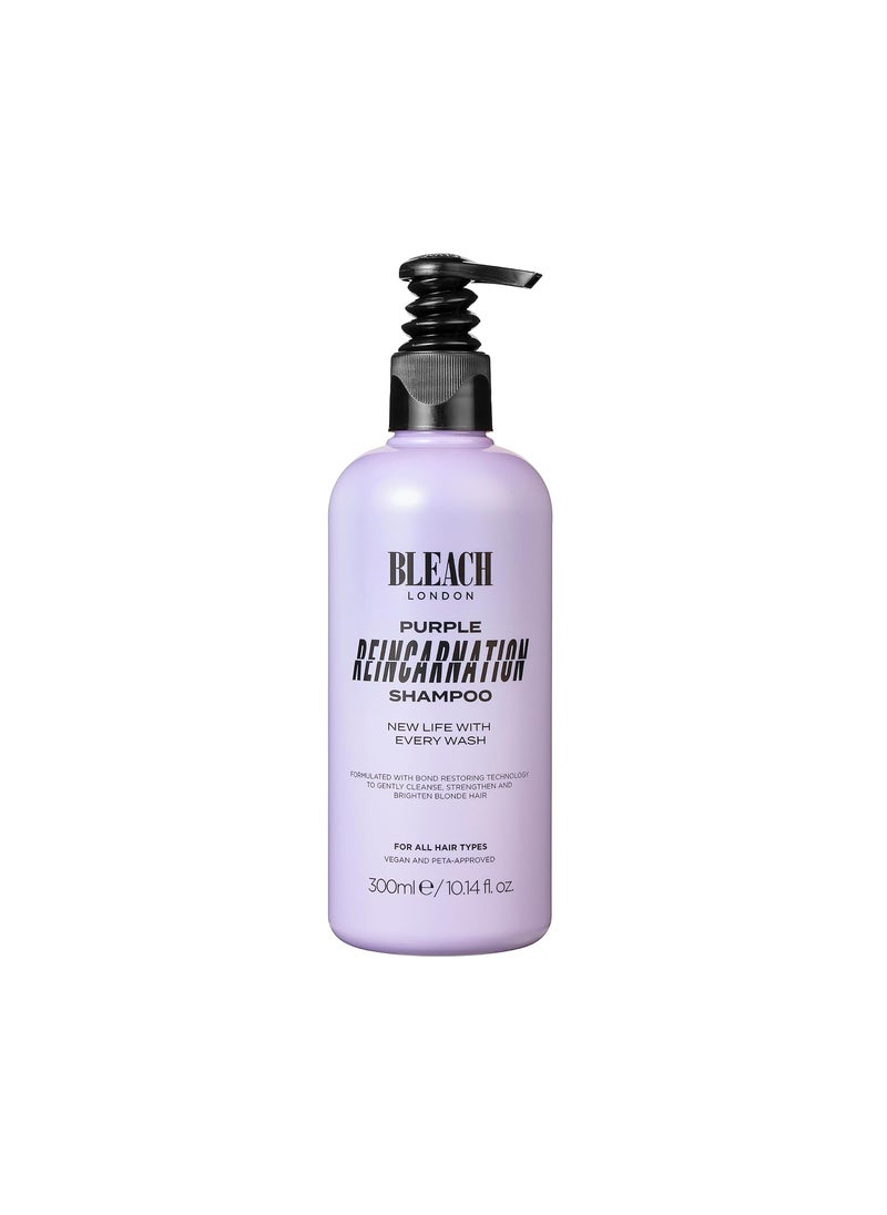 Bleach London Reincarnation Bond Restoring Purple Shampoo - Strengthening Daily Brightening Shampoo for Silky Soft, Shiny Blonde hair - Vegan & PETA-Approved - (10.1 fl oz)