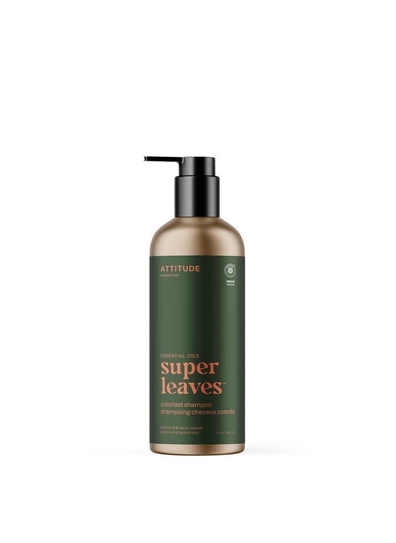 ATTITUDE Colorlast Hair Shampoo with Essential Oils, EWG Verified, Plant and Mineral-Based Ingredients, Vegan Beauty Products, Refillable Aluminum Bottle, Patchouli and Black Pepper, 16 Fl Oz