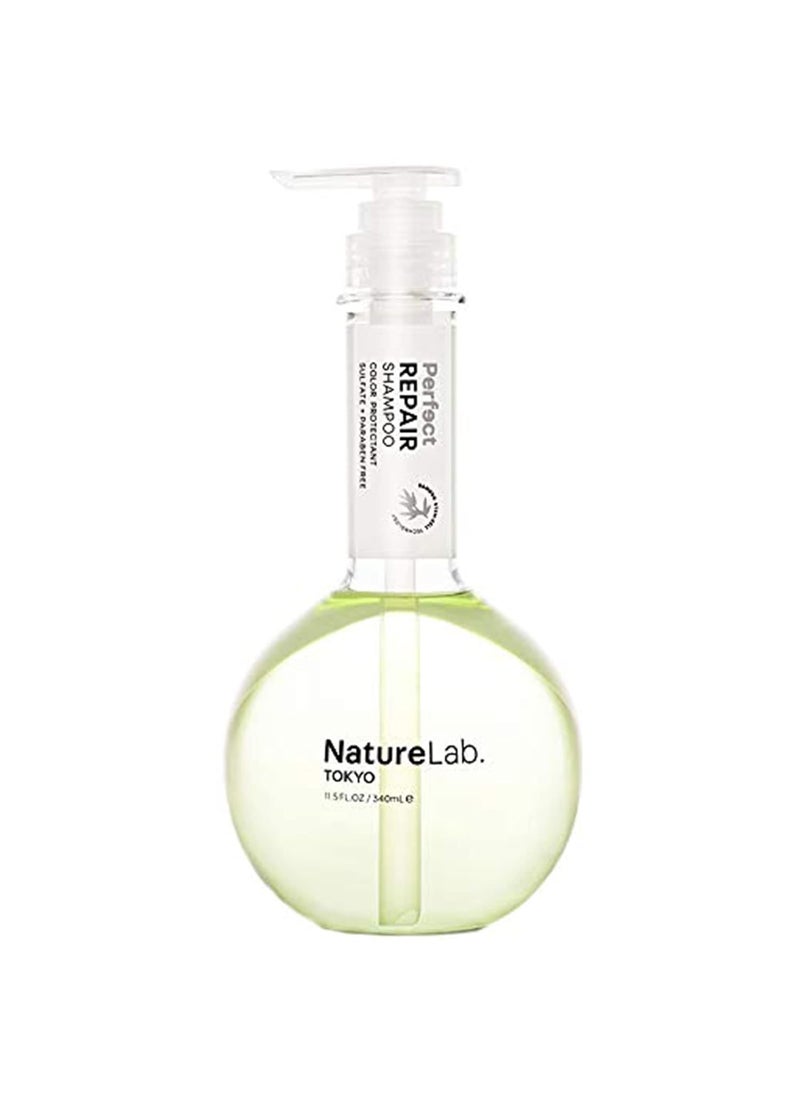 NATURELAB. TOKYO Perfect Repair Shampoo - Moisturizing Shampoo to Help Revitalize Damaged, Color-Treated Hair with Bamboo Stem Cells, Keratin, Argan + Prickly Pear Oil - (11.5 fl oz/340 ml)