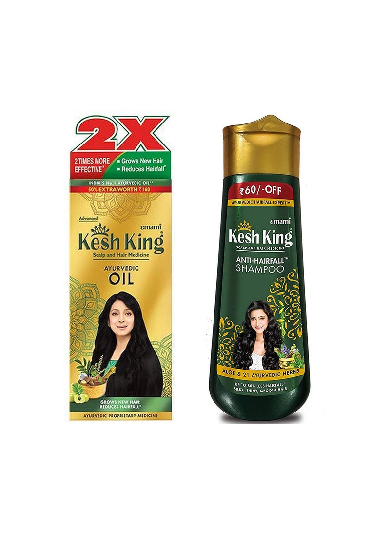 Ayurvedic Oil & Hair Shampoo | Herbal Hair Care Combo Pack | Provides Deep Nourishment | Improves Hair Growth | Gives Longer & Stronger Hair - (300ml+340ml)