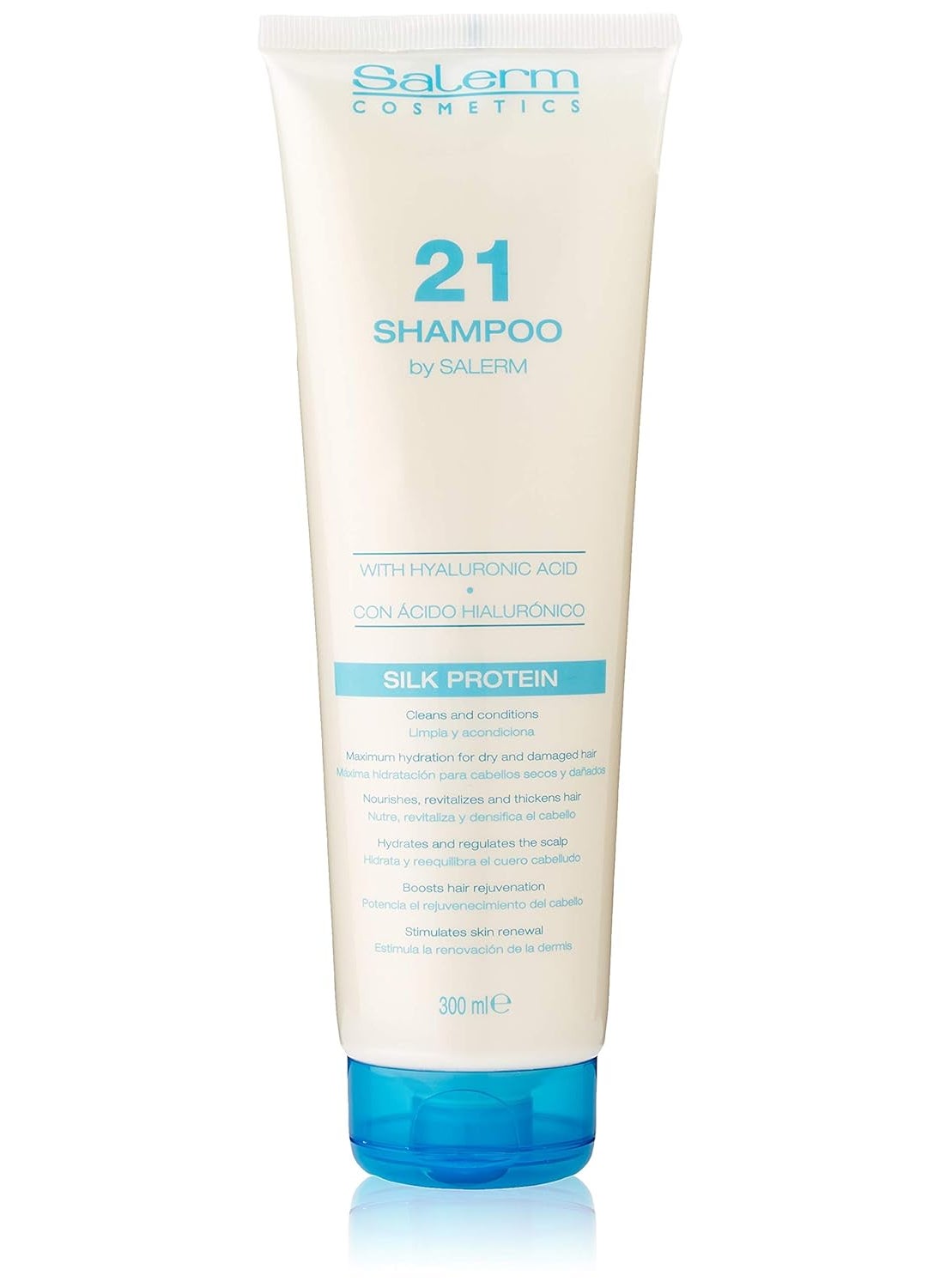 SALERM - Hydrating Shampoo 21 Silk Protein - 300 ml - for Dry and Damaged Hair - with Silk Proteins - Nourishes, Repairs, and Revitalizes Hair - Heat Protection