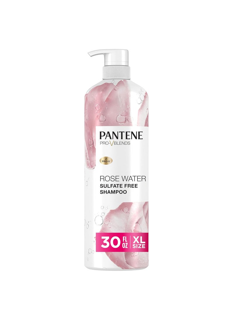 Pantene Sulfate Free Rose Water Shampoo, Soothes, Replenishes Hydration, Safe for Color Treated Hair, Nutrient Infused with Vitamin B5 and Antioxidants, Pro-V Blends, 30.0 oz