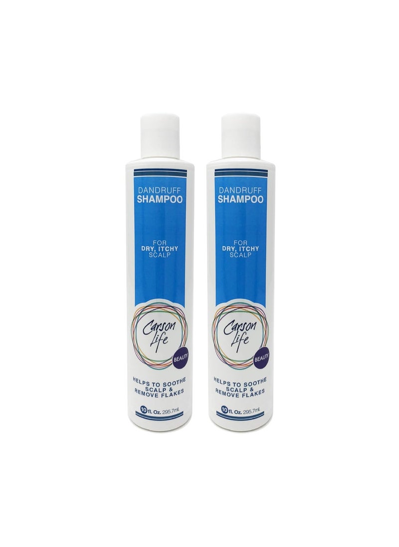 Carson Life Dandruff Shampoo Paraben and Sulfate Free - 10 Oz - Hydrates, Repairs & Soothes Dry Scalp - Eliminate Flakes & Restore Shine (2 Pack)