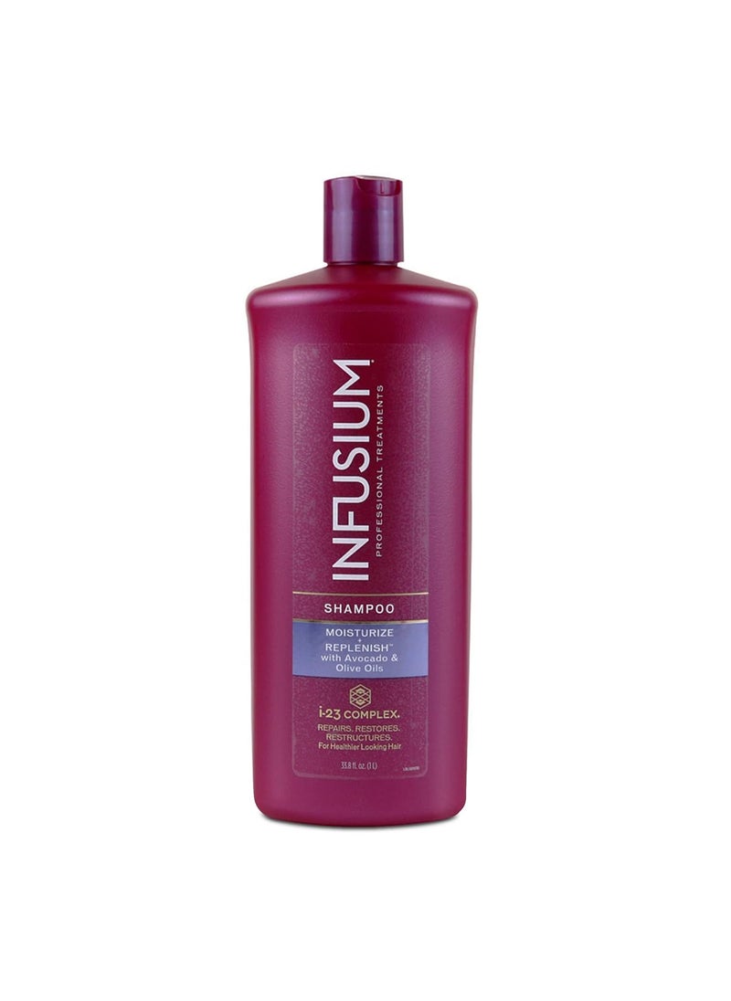 Infusium Moisturize and Replenish Shampoo - Infused with Avocado and Olive Oil - Hair Care for Dry Hair - Moisturizing Shampoo for Women - 1 L