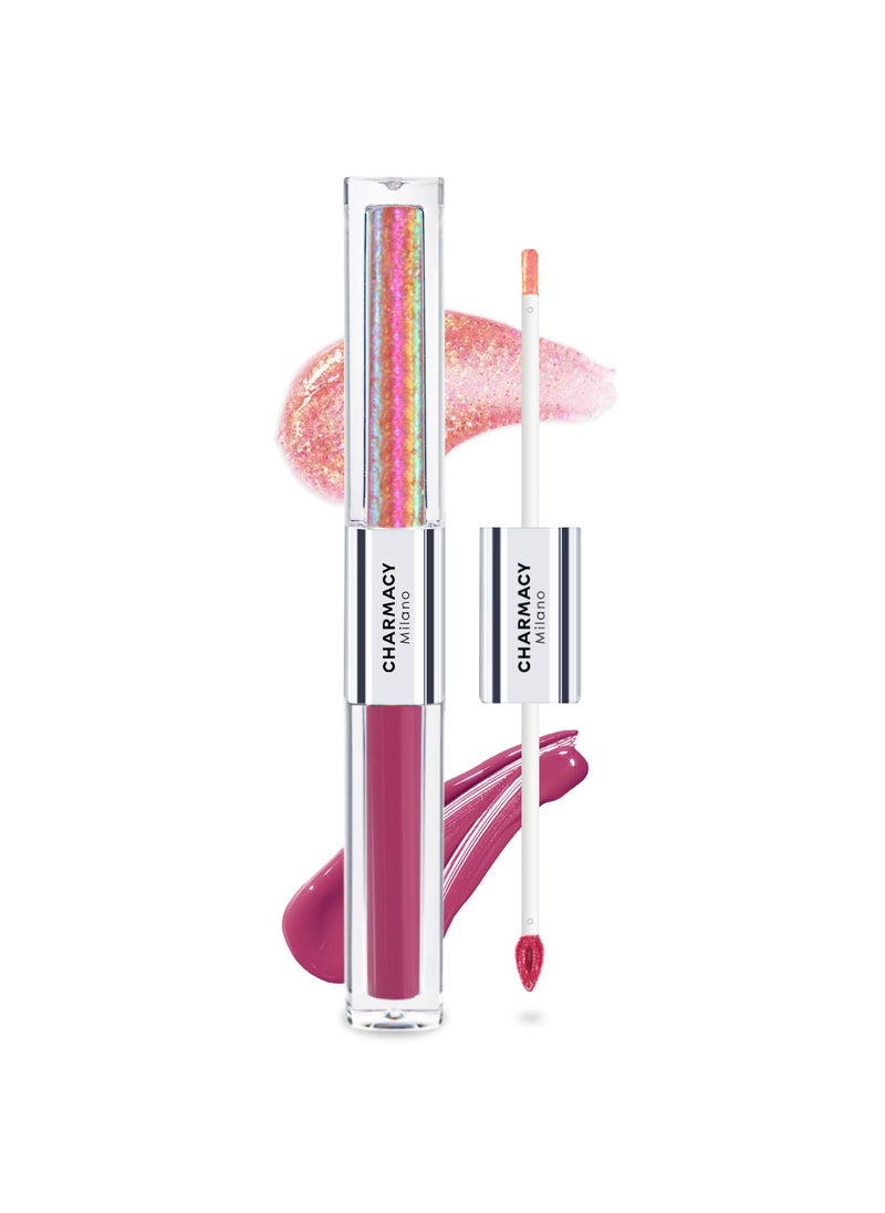 CHARMACY Multichrome Double Head Non-Stick Lip Gloss, Metallic Colourful Lip Glaze, Anti-transfer, Long Lasting Waterproof Liquid Lipstick Makeup (#06)