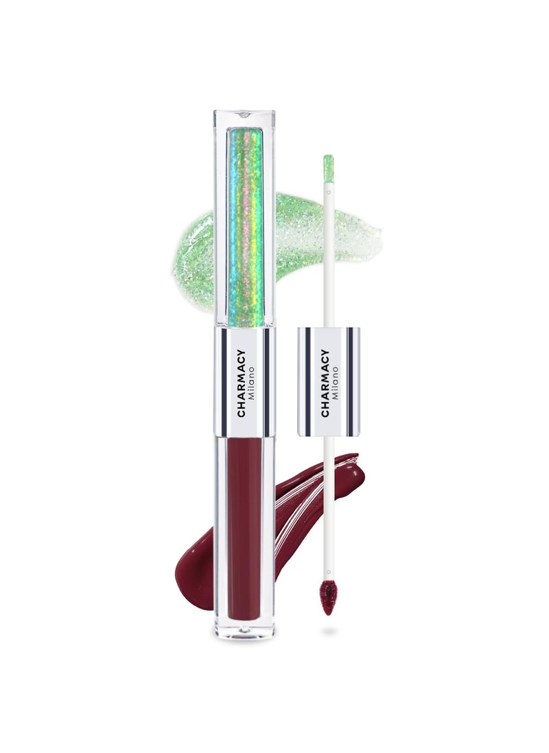 CHARMACY Multichrome Double Head Non-Stick Lip Glaze, Metallic Colourful Lip Gloss, Anti-transfer, Long Lasting Waterproof Liquid Lipstick Makeup (#03)