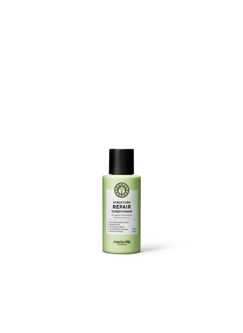 Maria Nila Structure Repair, Conditioner 3.4 Fl Oz, For Damaged & Chemically Treated Hair, Algae Extract Rebuilds & Moisturizes, 100% Vegan & Sulfate/Paraben free
