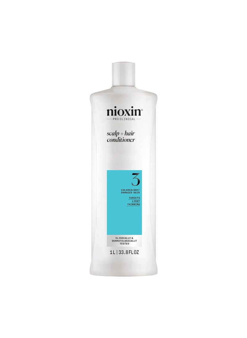 Nioxin System 3 Scalp + Hair Conditioner |For Colored or Damaged Hair with Light Thinning| With Niacinamide and Biotin