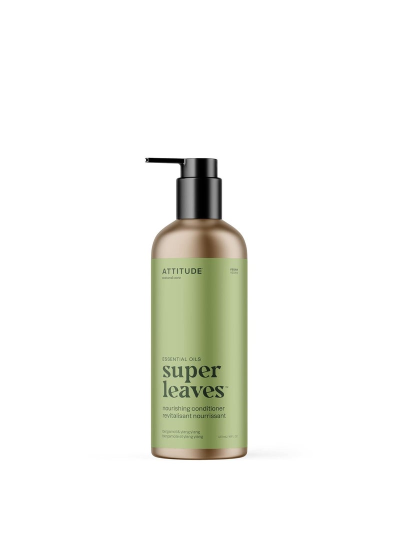 ATTITUDE Conditioner with Essential Oils, Plant and Mineral-Based Ingredients, Vegan Beauty Products, Aluminum Bottle, Nourishing, Bergamot and Ylang Ylang, 16 Fl Oz