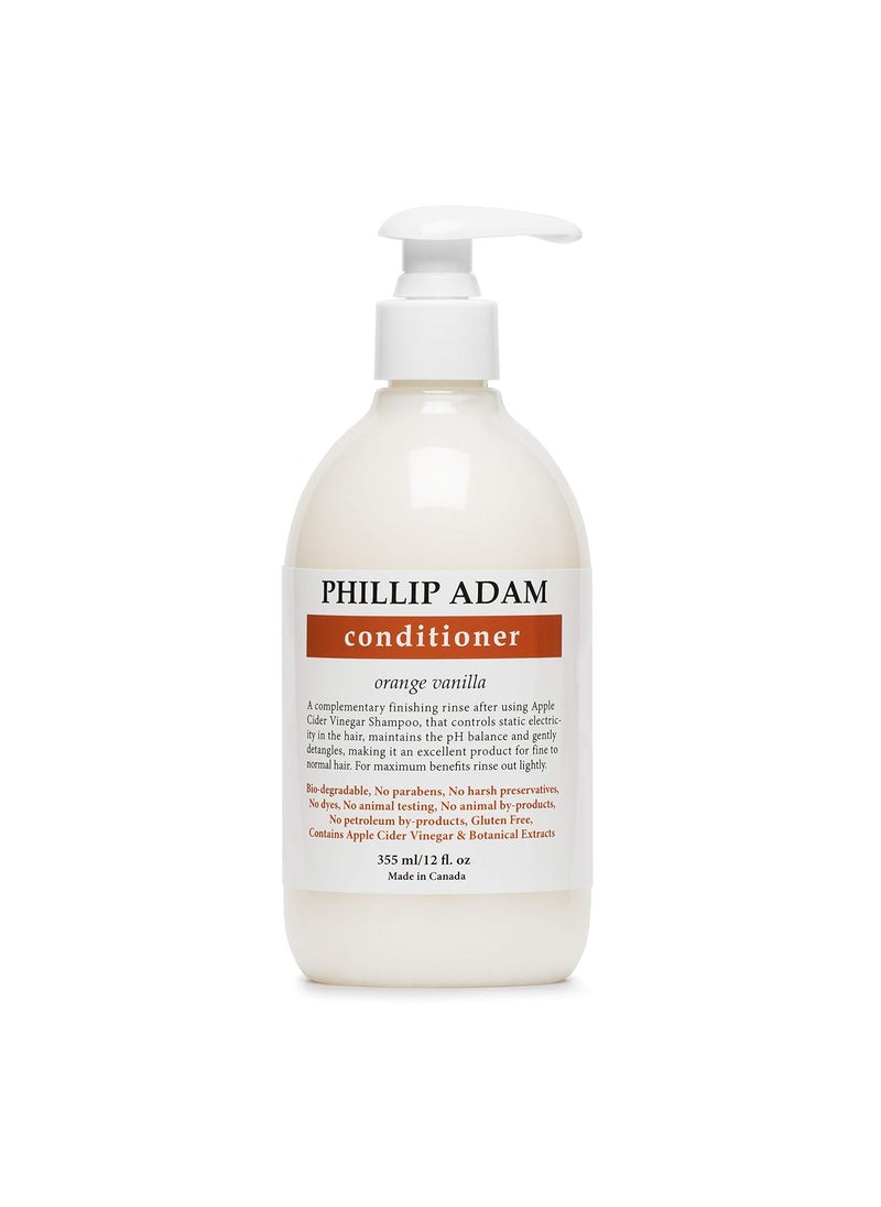 Phillip Adam Orange Vanilla Conditioner for Smooth and Shiny Hair - No Harsh Chemicals - Safe for Color Treated Hair - Delicious Natural Scent - 12 Ounce