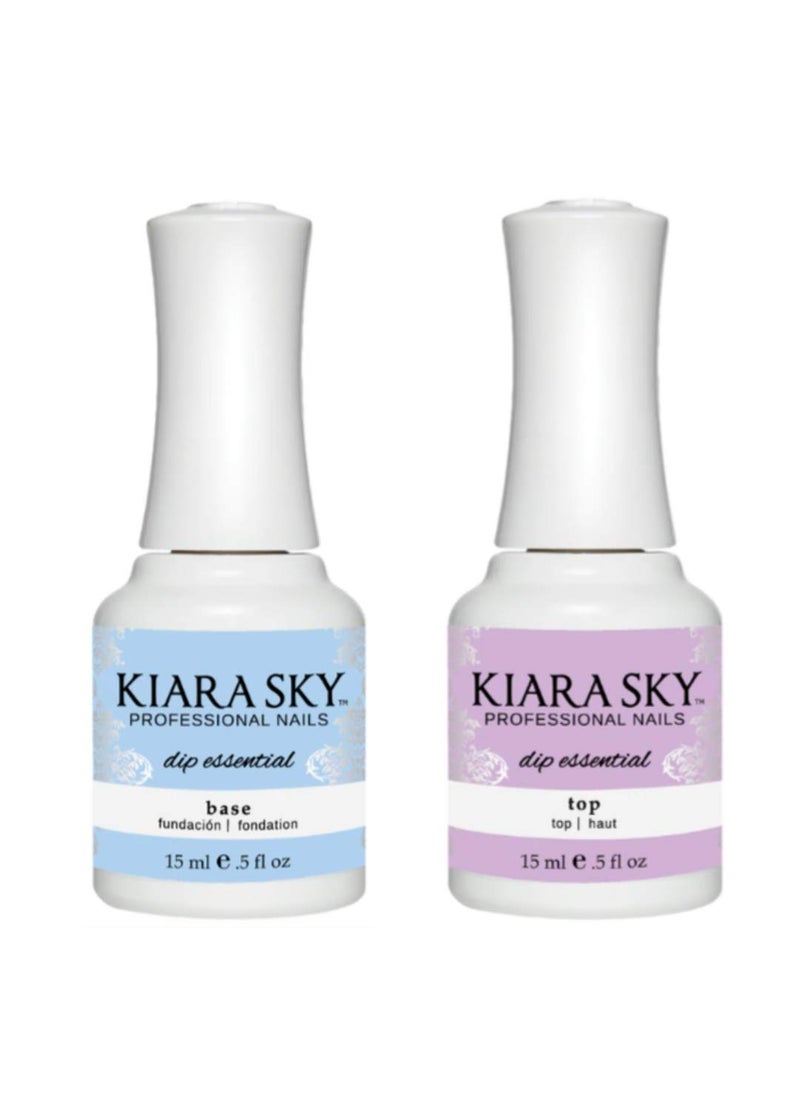 KIARA SKY Professional - Dip Manicure Nail Liquid Essentials - Long Lasting Nail Gel - Essentials Nail Design for Nail Art - Dip Liquids for Nails Repair Treatment 0.5 fl oz, Top & Base Coat Duo