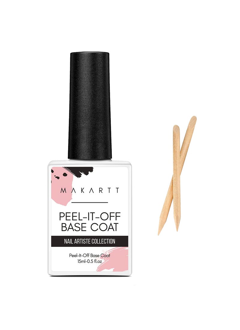 Makartt Peel Off Base Coat, Press on Nails Base Coat 15ml UV Base Coat Nail Polish Peelable Base Gel for Takeoff Nail Practice Beginners, No Soaking Filing Required