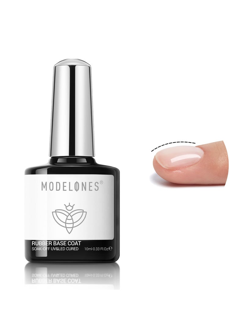 modelones Rubber Builder Gel Base Coat for Nails, Clear Rubber Base Gel Nail Polish for Strengthen/Apex Building/Enhance/Reinforced Long Lasting Protect Soak Off U V LED For Thin Weak Nails