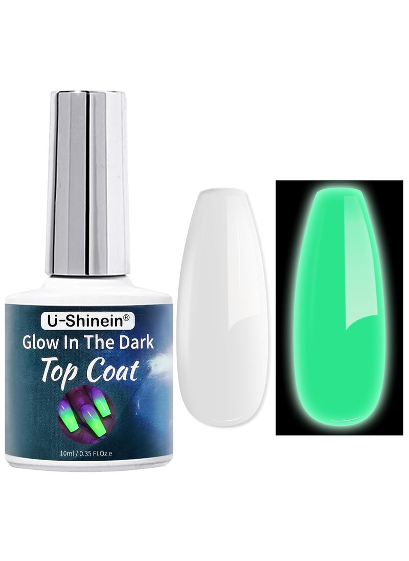 Glow In The Dark Gel, Glow Nail Gel Top Coat, Long-lasting Luminous Nail Gel Top Coat for Nail Art, Transparent Top Coat, UV LED Needed Perfect with Any Colors Salon Pro DIY Home