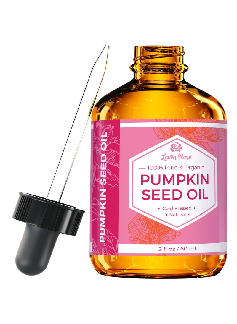 Leven Rose Pumpkin Seed Oil for Hair Growth 2 oz, 100% Pure Pumpkin Seeds Oil for Skin and Nails - Natural Pumpkin Seed Extract for Moisturizing Scalp, Dry and Rough Skin