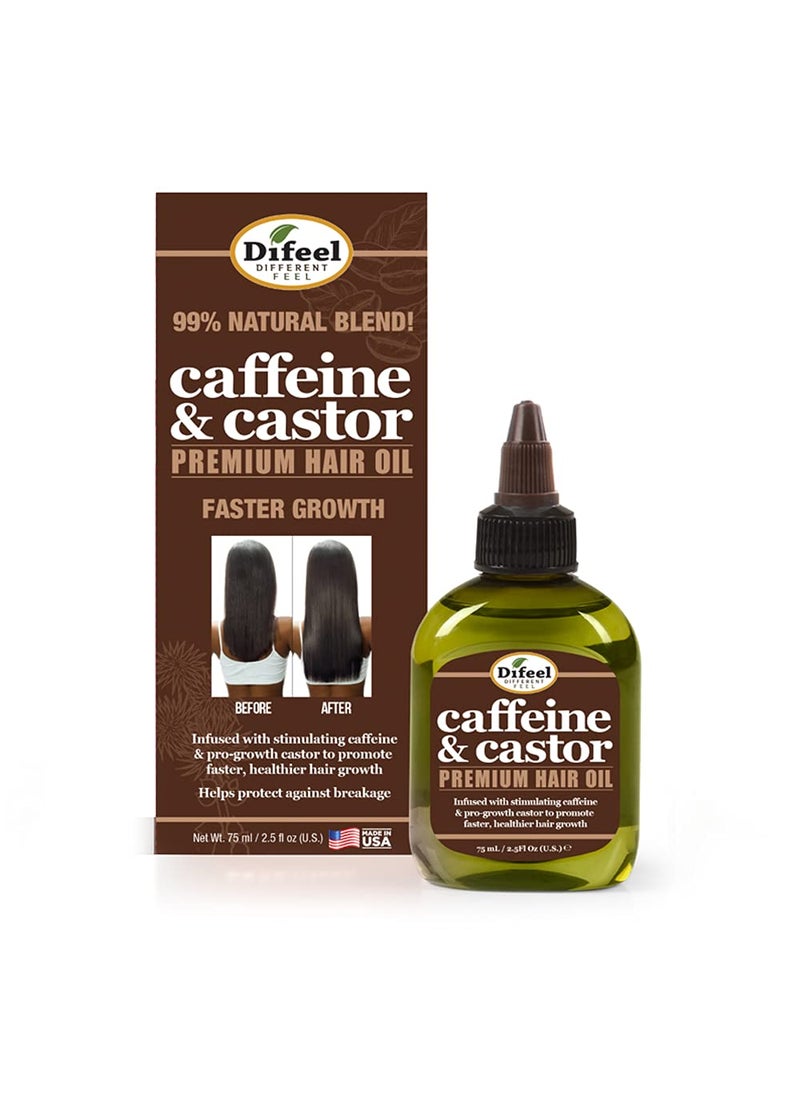 Difeel Caffeine & Castor Premium Hair Oil for Faster Hair Growth 2.5 oz.