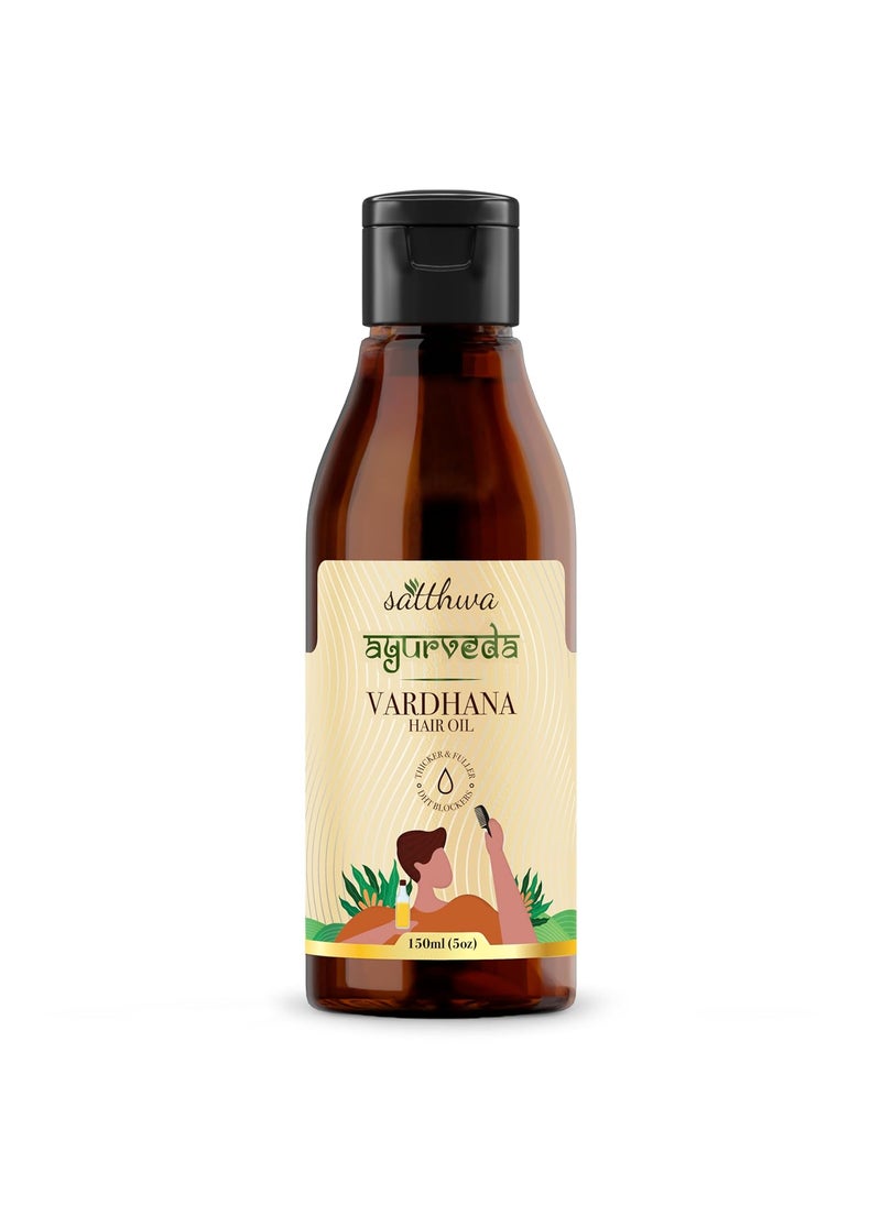 Satthwa Vardhana Hair Oil for Hair Growth | With Pumpkin Seed Oil & Saw Palmetto as Natural DHT Blockers | Helps Control Hair Fall and Strong hair | Paraben Free, 150ml (5oz)
