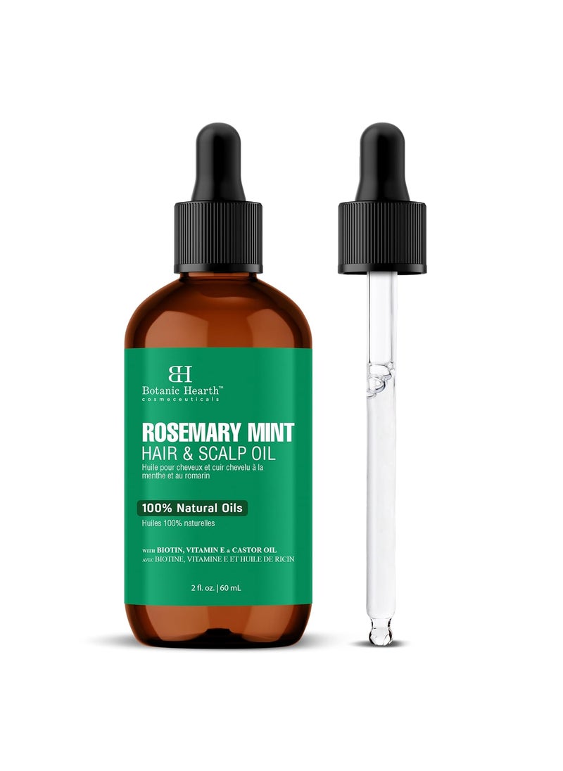 Botanic Hearth Rosemary Mint Hair & Scalp Strengthening Oil (2 fl oz) | Natural Hair Growth & Scalp Treatment | Nourishing & Strengthening Essential Oils for Thicker, Healthier Hair