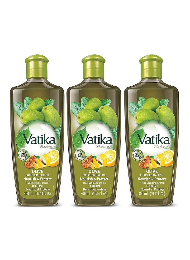 Dabur Vatika Olive Hair Oil, 300-ml Bottles (Pack of 3)