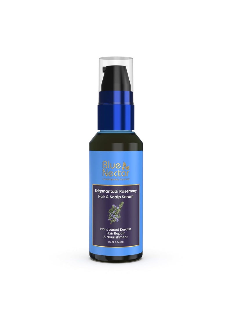 Blue Nectar Rosemary Hair & Scalp Serum for Women & Men | Advanced Hair Growth Serum for Dry & Frizzy Hair | with Plant Based Keratin (17 Herbs, 50ml)