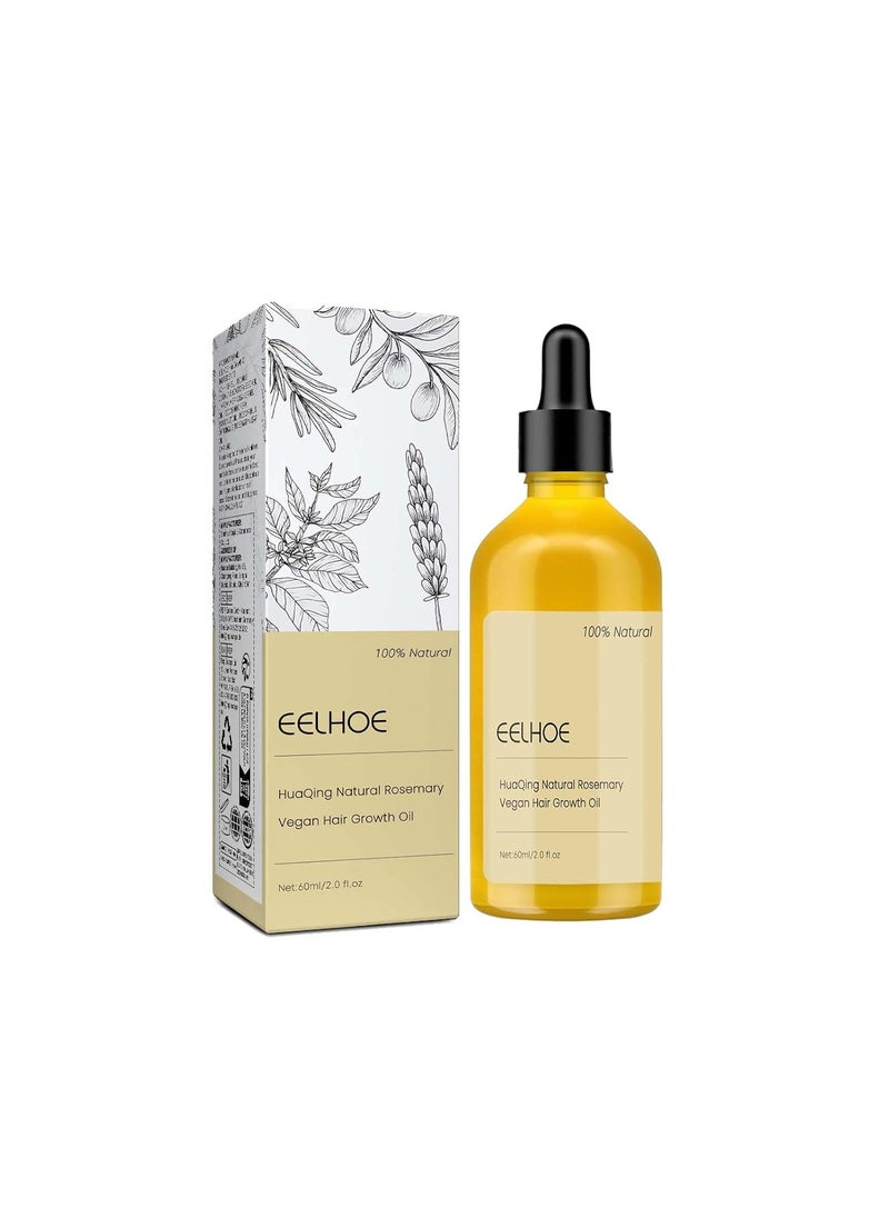 60 ML HuaQing Natural Hair Growth Oil, Eelhoe Veganic Organic Rosemary Oil. for Dry Damaged Hair.