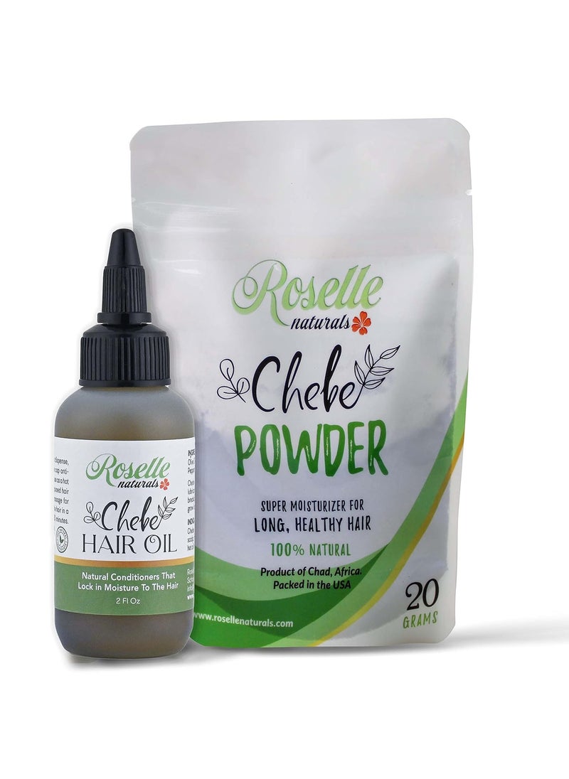 Roselle Naturals Chebe Oil for Hair Growth 2 Fl Oz Chebe Powder 20g Imported from Chad, Africa Chebe Powder Hair Oils for Stronger Longer Thicker Hair