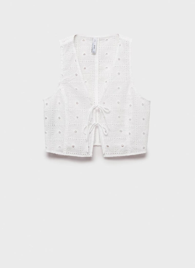 Embroidered Cotton Waistcoat With Bows