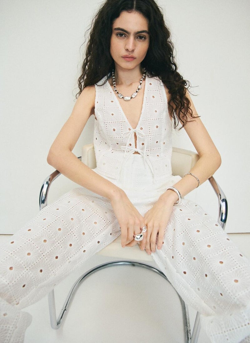 Embroidered Cotton Waistcoat With Bows