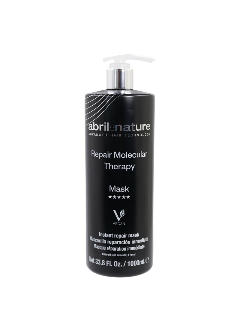 abril et nature - Professional Mask Molecular Therapy - For Damaged, Overprocessed, or Aging Hair - Restructures, Repairs, and Fills the Hair Fiber - Nourishing and Hydrating - Vegan - 1000 ml