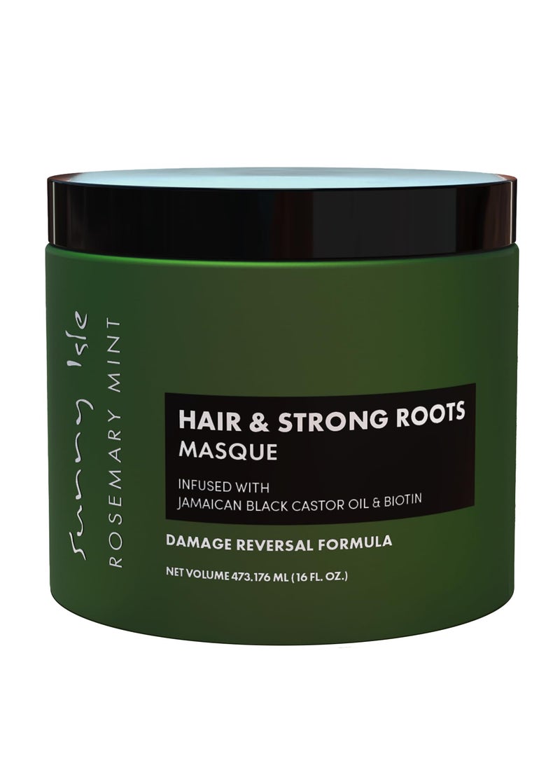 Sunny Isle Rosemary Mint Hair and Strong Roots Masque 16oz | Infused with Biotin and Jamaican Black Castor Oil | Double Growth Formula