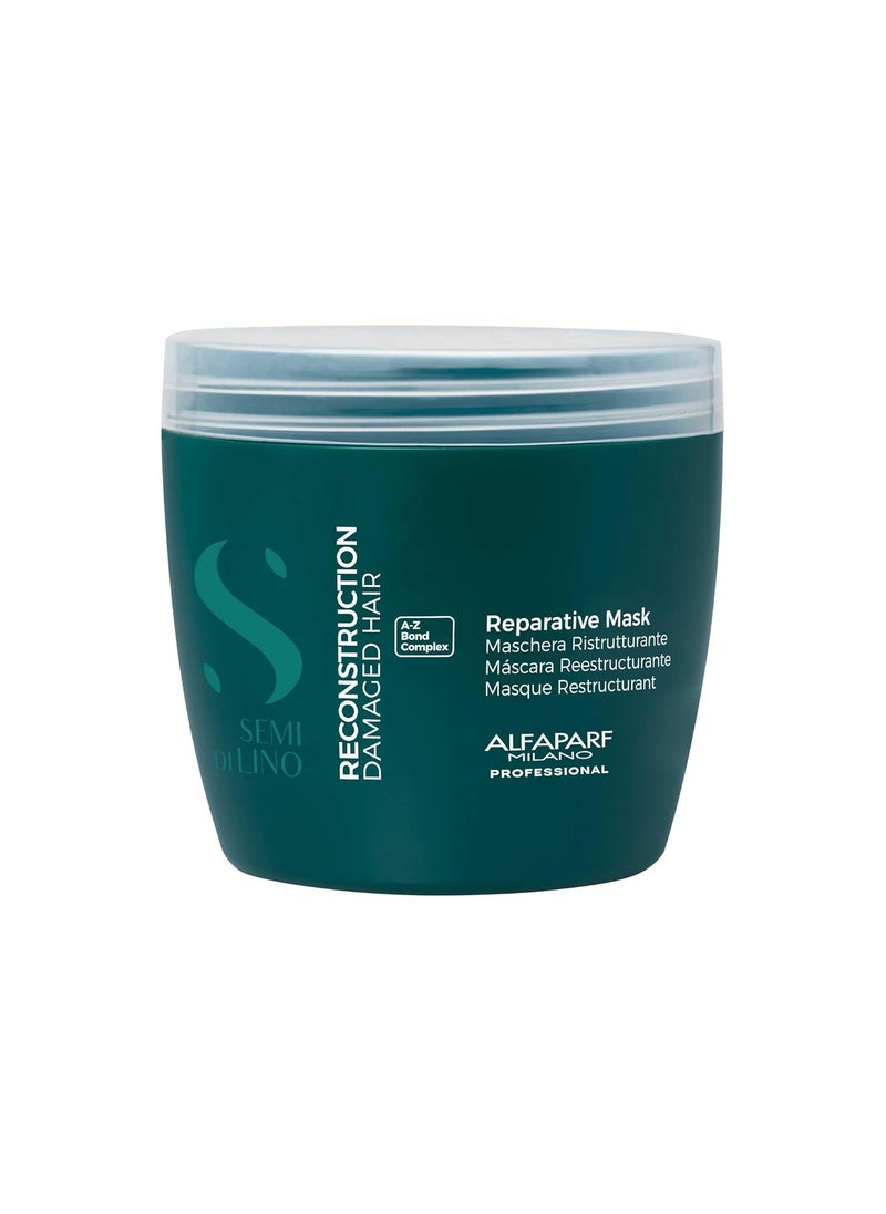 Alfaparf Milano Semi di Lino Reconstruction Reparative Mask - Color Safe Deep Conditioning Hair Mask - Damaged Hair Repair - For Medium to Thick Hair - Vegan Formula (17.2 oz)