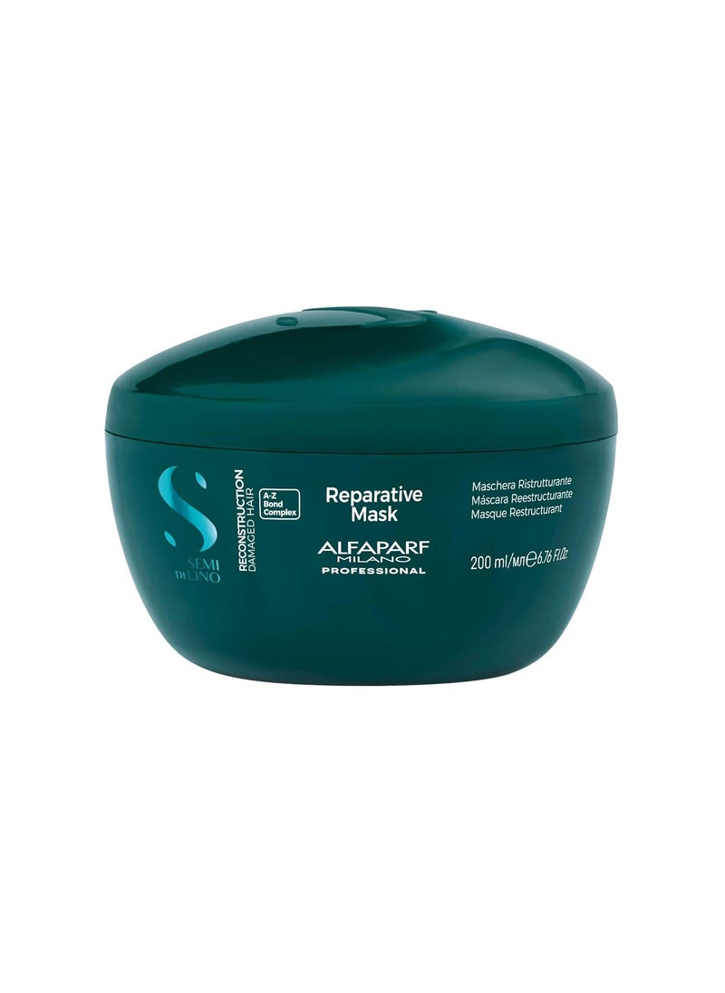 Alfaparf Milano Semi di Lino Reconstruction Reparative Mask - Color Safe Deep Conditioning Hair Mask - Damaged Hair Repair - For Medium to Thick Hair- Vegan Formula (6.88 oz)