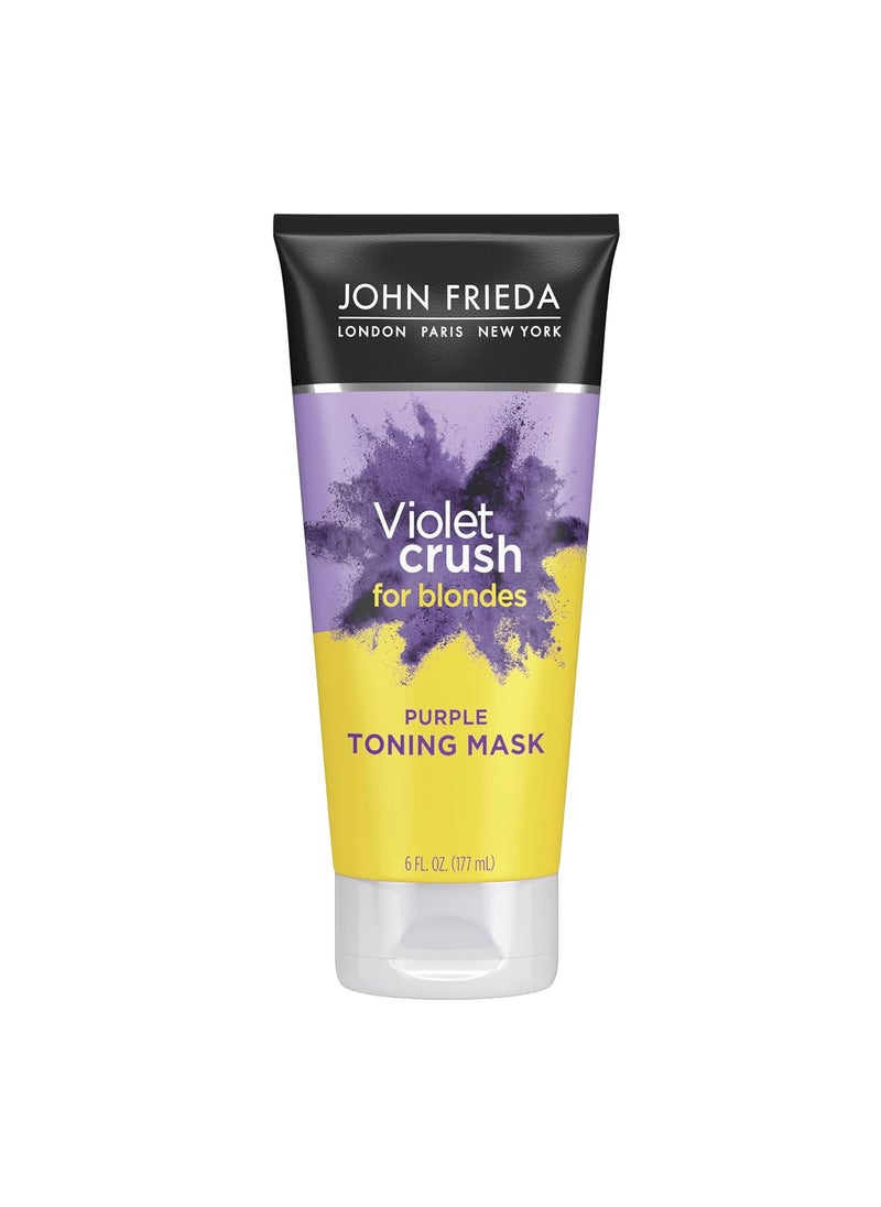 John Frieda Violet Crush Purple Toning Mask, Removes Brassy Tones, Smooths Damaged Hair Cuticles for Cooler, More Luminous, Salon-Fresh Blonde. Safe for Natural and Color-Treated Blonde Hair, 6 Oz