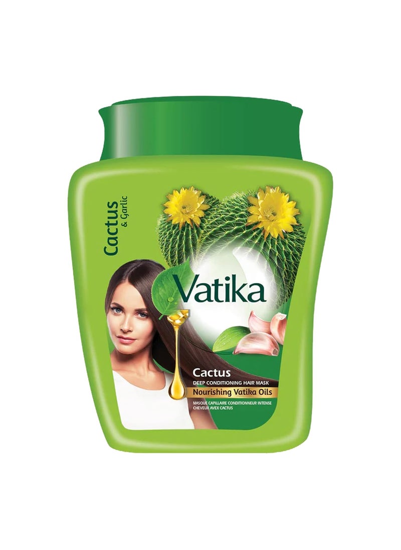 Dabur Vatika Naturals Hair Mask - Intensive Moisturizing Solution with Natural Ingredients - Revitalize and Nourish Your Mane - Rejuvenating Formula for Strong, Silky, and Smooth Hair - Cactus (500g)