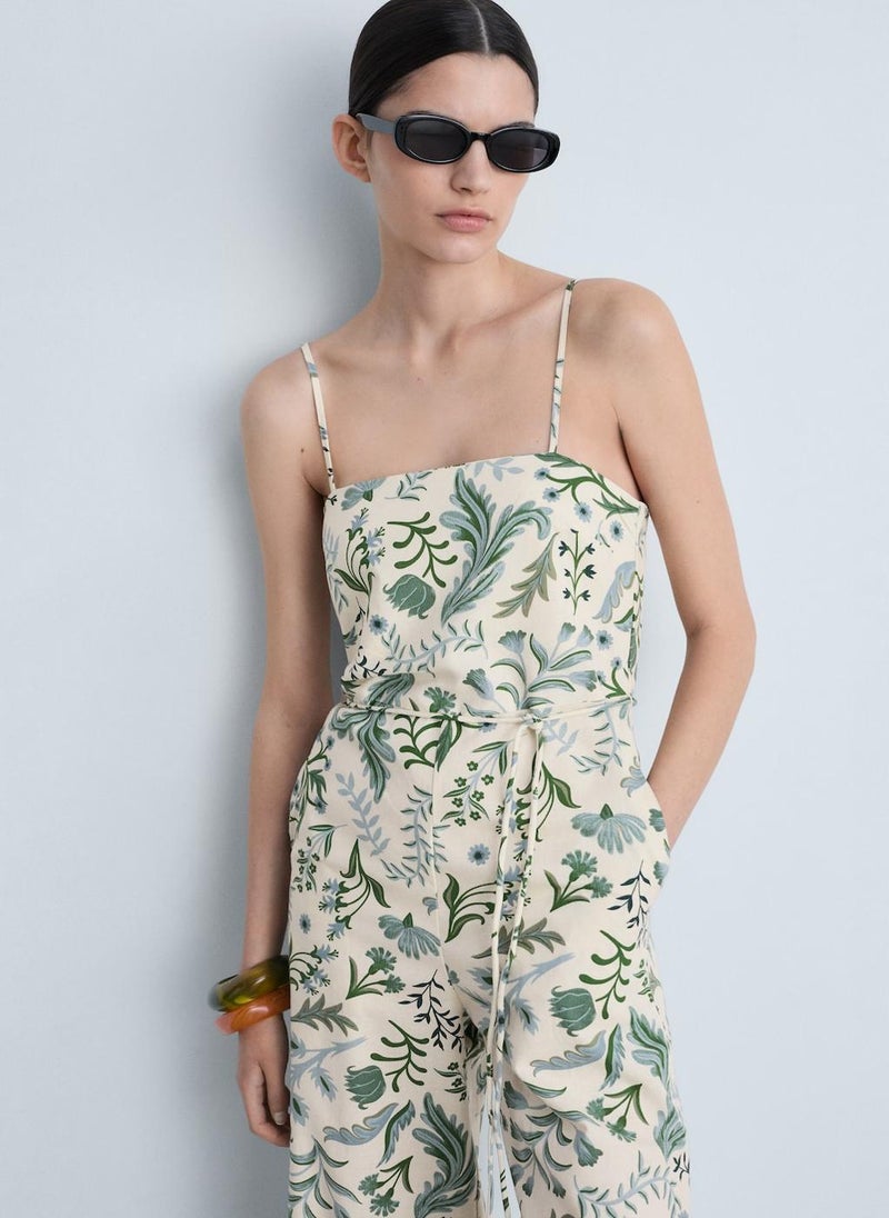 Printed Jumpsuit With Bow