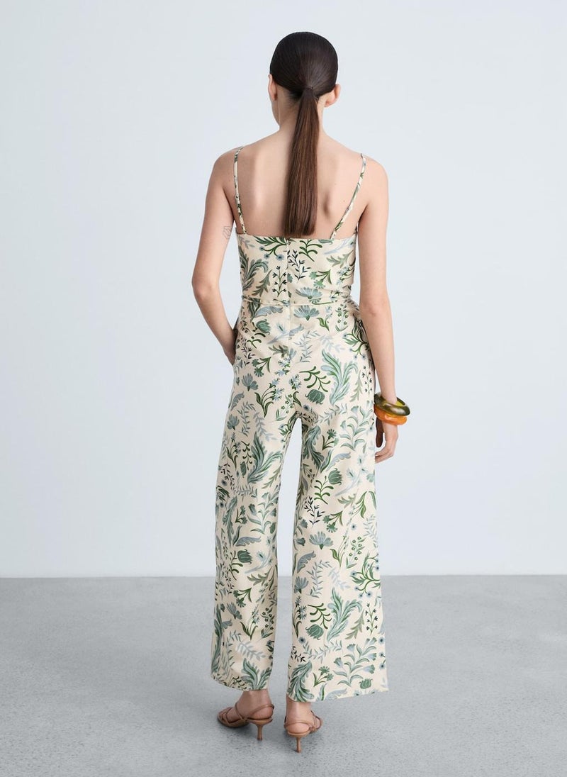 Printed Jumpsuit With Bow