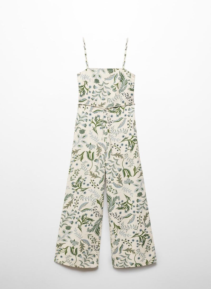 Printed Jumpsuit With Bow