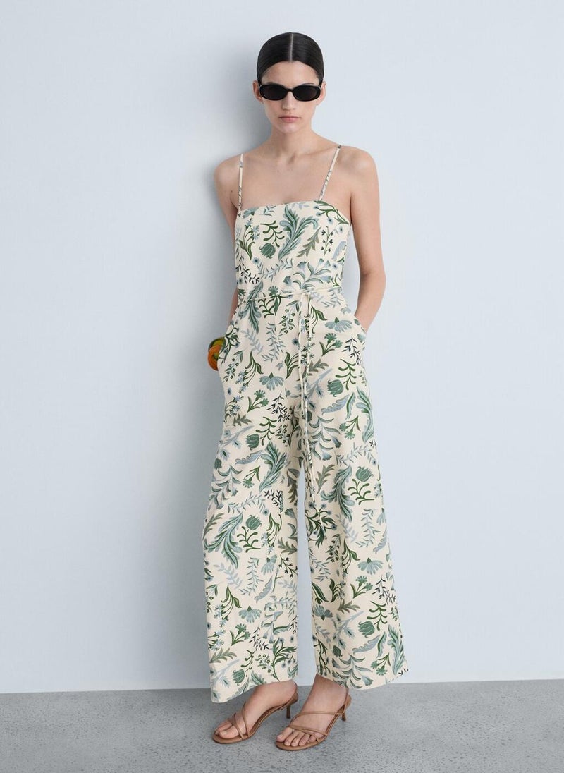 Printed Jumpsuit With Bow