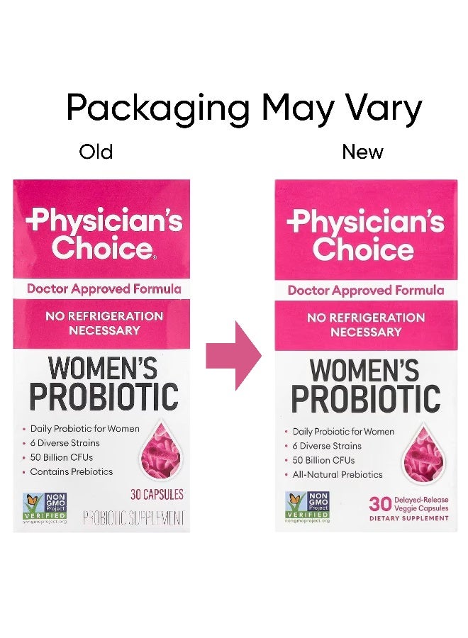 Women's Probiotic, 50 Billion CFUs, 30 Veggie Capsules Packaging May Vary