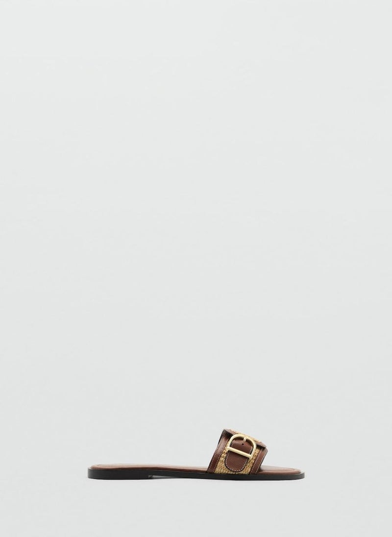 Raffia Buckle Strap Sandal
