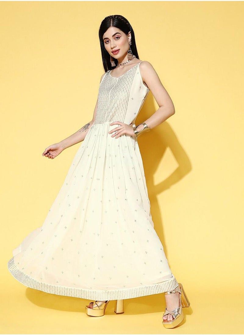 Embroidered Empire Dress