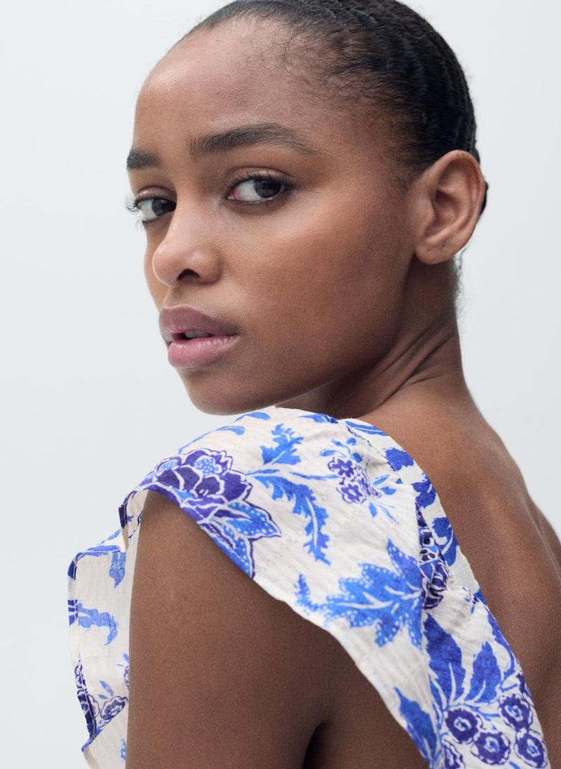 Ruffled Floral Print Dress