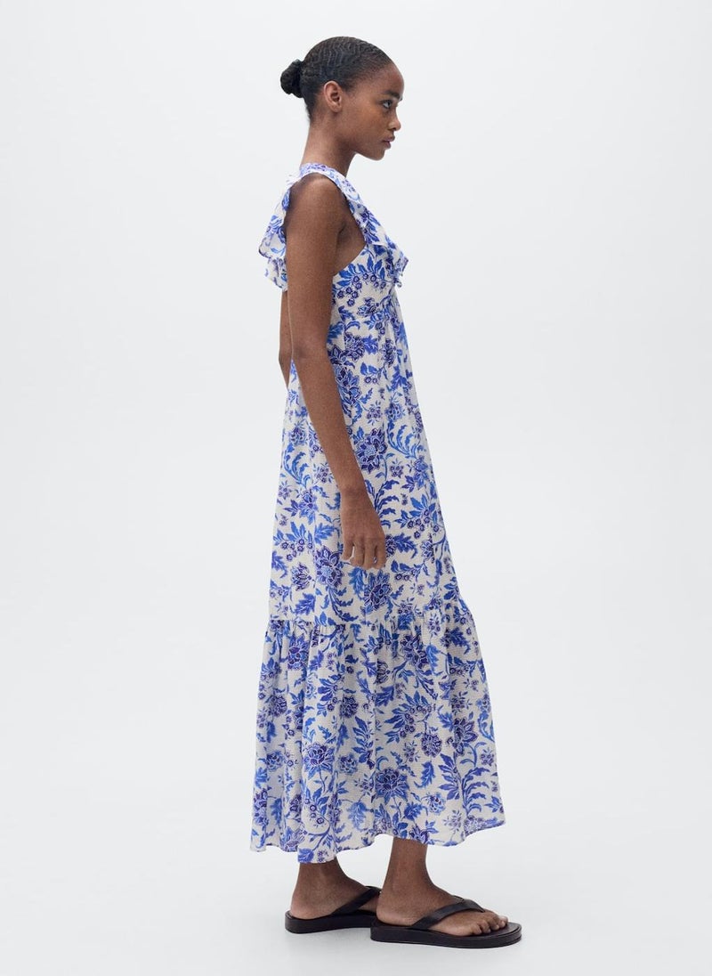 Ruffled Floral Print Dress