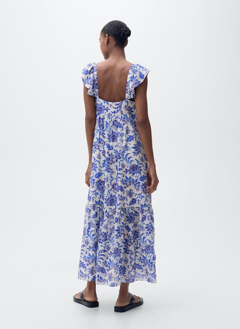 Ruffled Floral Print Dress